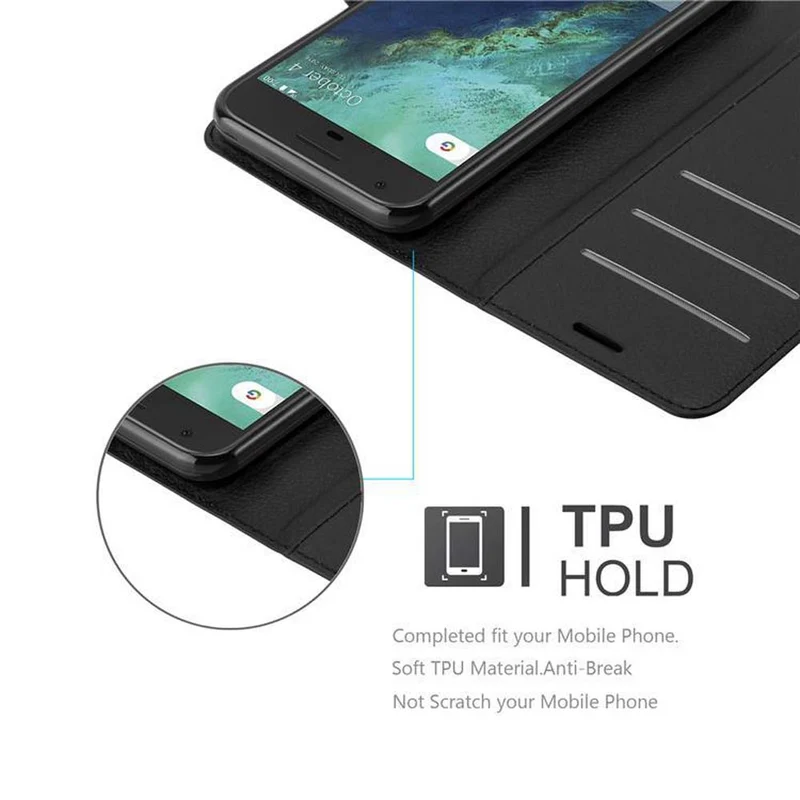 Cadorabo Hülle kompatibel mit Google PIXEL XL Schutzhülle mit Magnetverschluss, Standfunktion und Kartenfach
