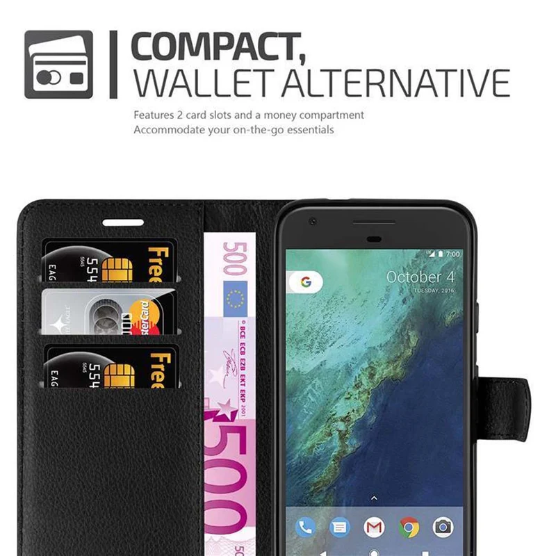 Cadorabo Hülle kompatibel mit Google PIXEL XL Schutzhülle mit Magnetverschluss, Standfunktion und Kartenfach