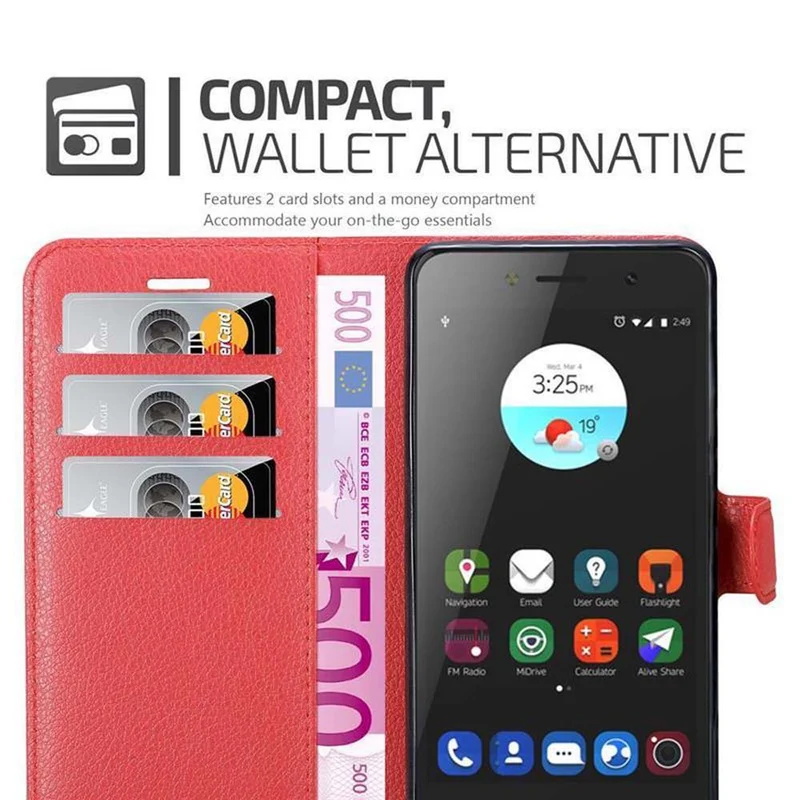 Cadorabo Hülle kompatibel mit ZTE Blade A520 Schutzhülle mit Magnetverschluss, Standfunktion und Kartenfach