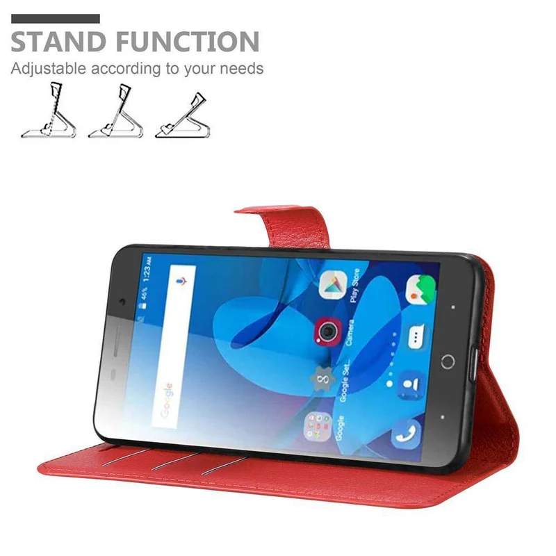 Cadorabo Hülle kompatibel mit ZTE Blade A602 Schutzhülle mit Magnetverschluss, Standfunktion und Kartenfach