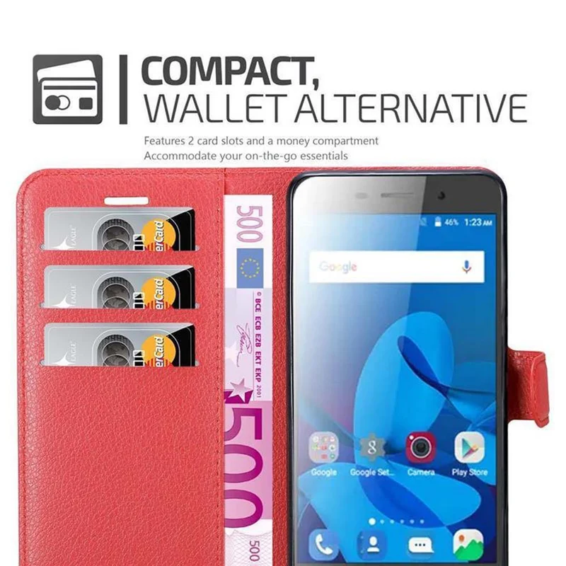 Cadorabo Hülle kompatibel mit ZTE Blade A602 Schutzhülle mit Magnetverschluss, Standfunktion und Kartenfach