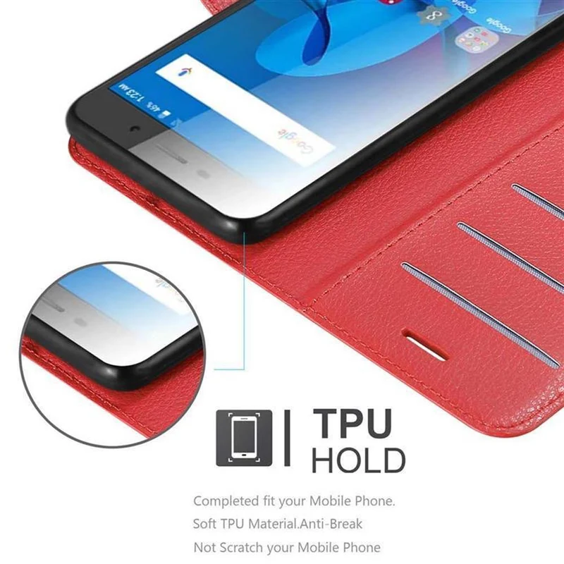Cadorabo Hülle kompatibel mit ZTE Blade A602 Schutzhülle mit Magnetverschluss, Standfunktion und Kartenfach