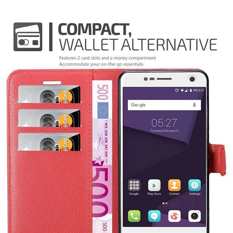Cadorabo Hülle kompatibel mit ZTE Blade V8 Schutzhülle mit Magnetverschluss, Standfunktion und Kartenfach