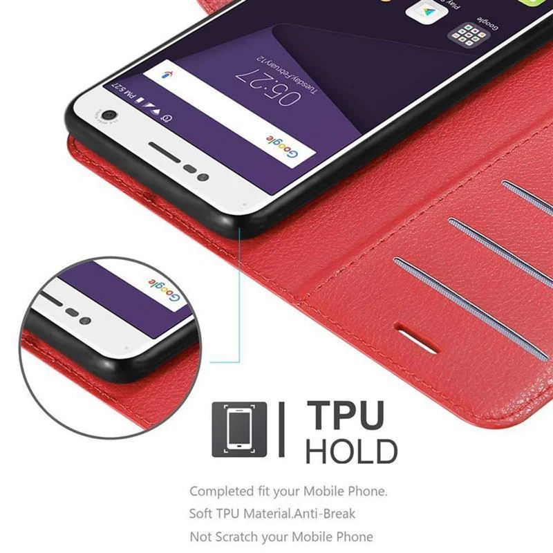 Cadorabo Hülle kompatibel mit ZTE Blade V8 Schutzhülle mit Magnetverschluss, Standfunktion und Kartenfach