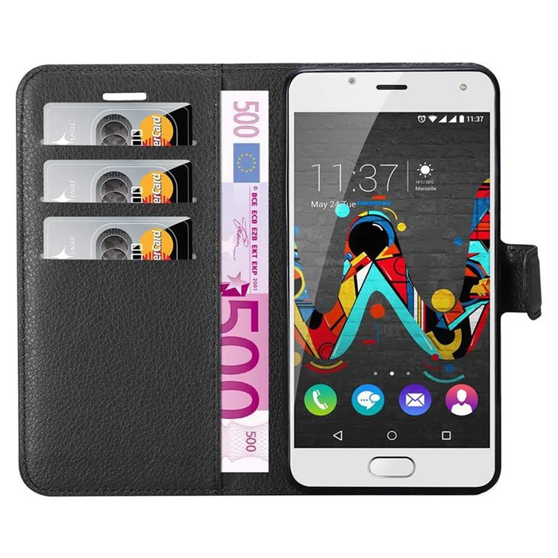 Cadorabo Hülle kompatibel mit WIKO U FEEL Schutzhülle mit Magnetverschluss, Standfunktion und Kartenfach