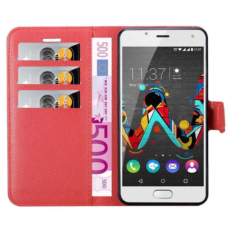 Cadorabo Hülle kompatibel mit WIKO U FEEL Schutzhülle mit Magnetverschluss, Standfunktion und Kartenfach