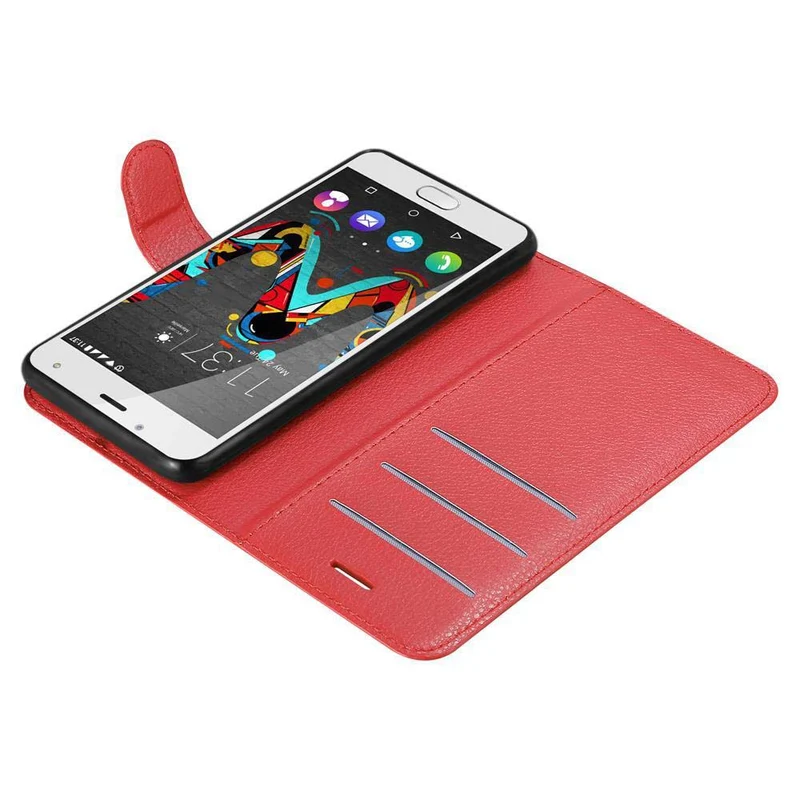 Cadorabo Hülle kompatibel mit WIKO U FEEL Schutzhülle mit Magnetverschluss, Standfunktion und Kartenfach