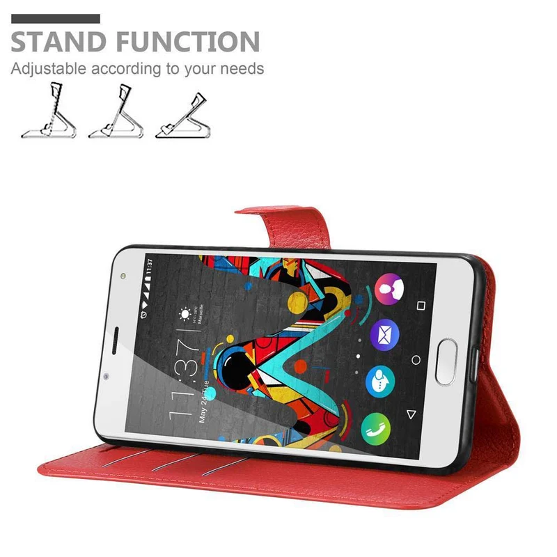 Cadorabo Hülle kompatibel mit WIKO U FEEL Schutzhülle mit Magnetverschluss, Standfunktion und Kartenfach