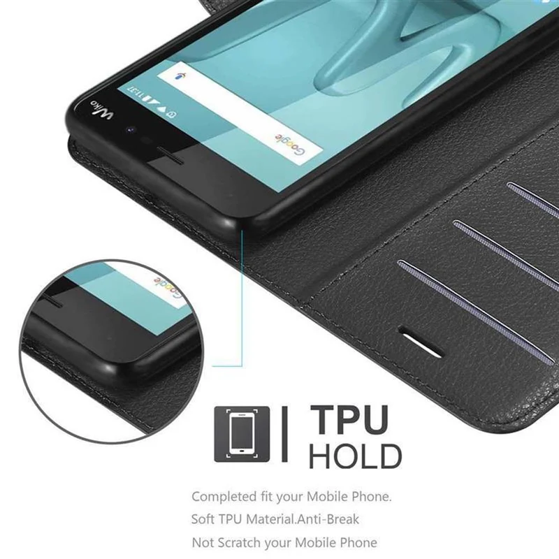 Cadorabo Hülle kompatibel mit WIKO LENNY 4 PLUS Schutzhülle mit Magnetverschluss, Standfunktion und Kartenfach