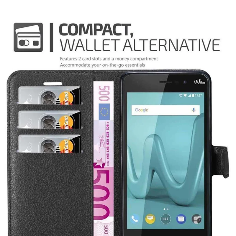 Cadorabo Hülle kompatibel mit WIKO LENNY 4 PLUS Schutzhülle mit Magnetverschluss, Standfunktion und Kartenfach