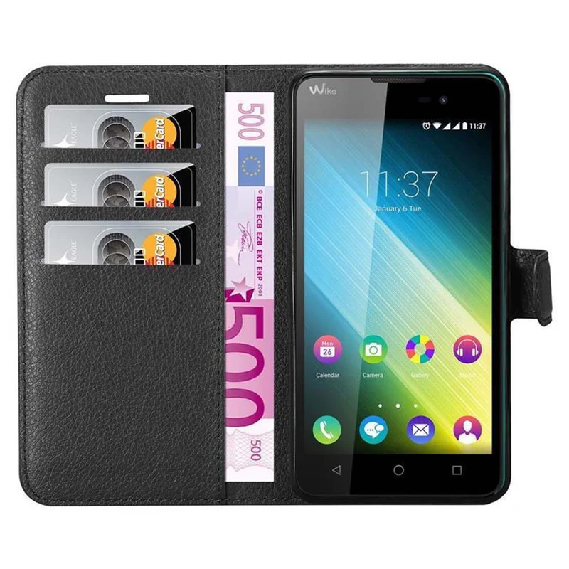 Cadorabo Hülle kompatibel mit WIKO LENNY 2 Schutzhülle mit Magnetverschluss, Standfunktion und Kartenfach