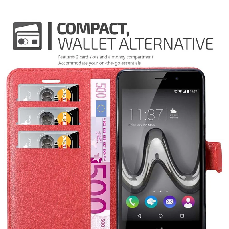 Cadorabo Hülle kompatibel mit WIKO TOMMY 2 Schutzhülle mit Magnetverschluss, Standfunktion und Kartenfach
