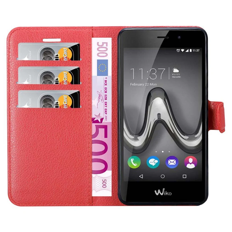 Cadorabo Hülle kompatibel mit WIKO TOMMY 2 Schutzhülle mit Magnetverschluss, Standfunktion und Kartenfach