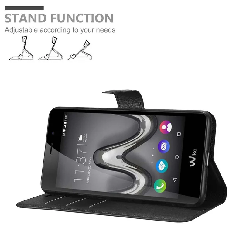 Cadorabo Hülle kompatibel mit WIKO TOMMY 2 Schutzhülle mit Magnetverschluss, Standfunktion und Kartenfach