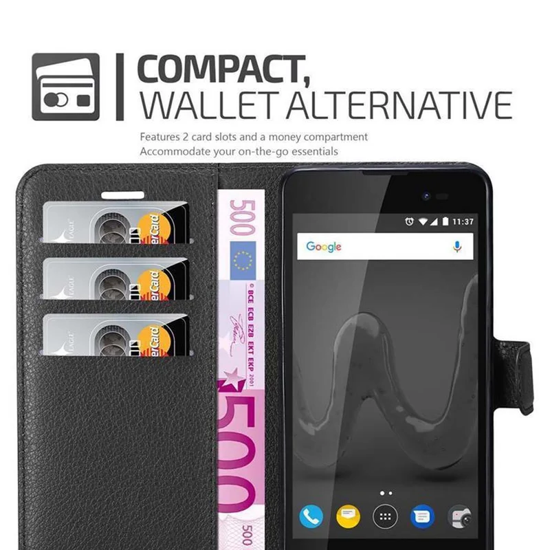 Cadorabo Hülle kompatibel mit WIKO SUNNY 2 Schutzhülle mit Magnetverschluss, Standfunktion und Kartenfach