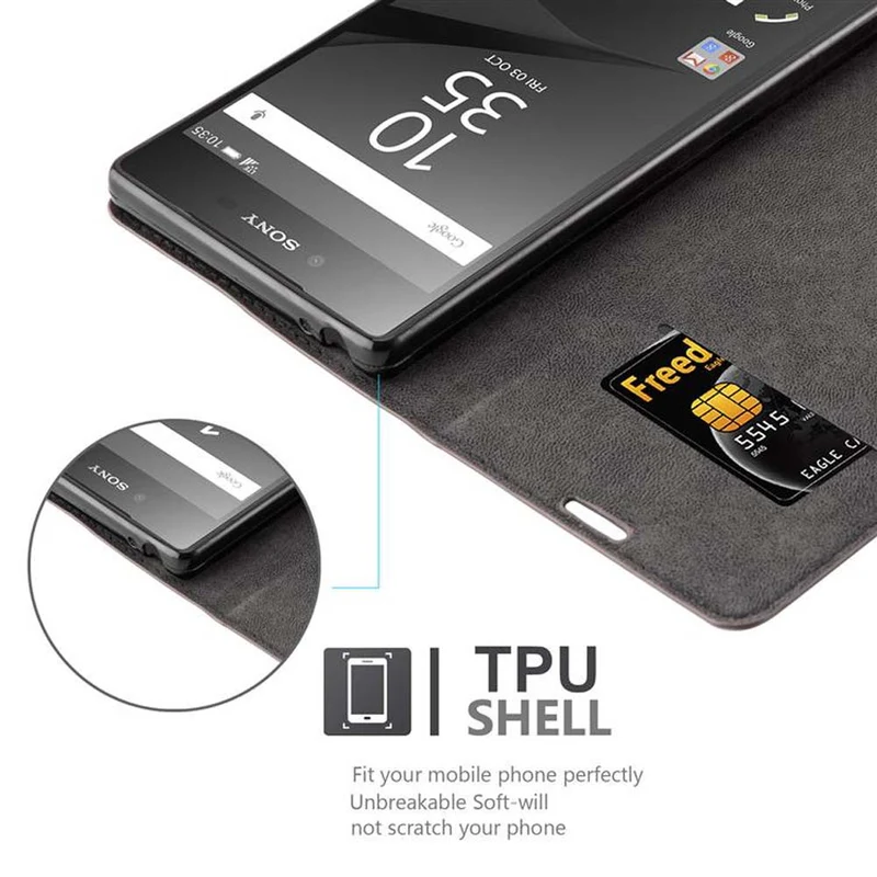 Cadorabo Hülle kompatibel mit Sony Xperia Z5 PREMIUM Schutzhülle mit Magnetverschluss, Standfunktion und Kartenfach