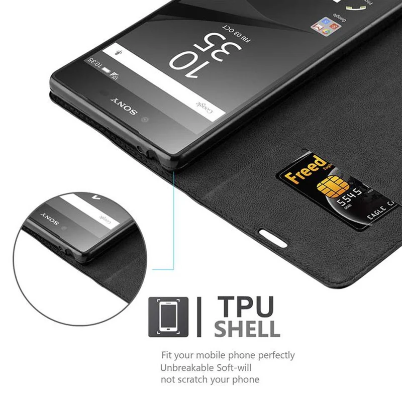 Cadorabo Hülle kompatibel mit Sony Xperia Z5 PREMIUM Schutzhülle mit Magnetverschluss, Standfunktion und Kartenfach