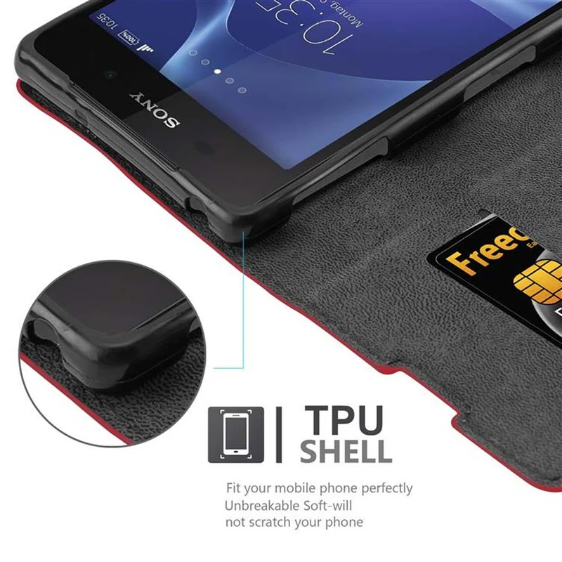 Cadorabo Hülle kompatibel mit Sony Xperia Z2 Schutzhülle mit Magnetverschluss, Standfunktion und Kartenfach