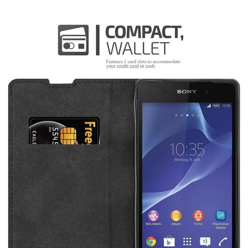 Cadorabo Hülle kompatibel mit Sony Xperia Z2 Schutzhülle mit Magnetverschluss, Standfunktion und Kartenfach