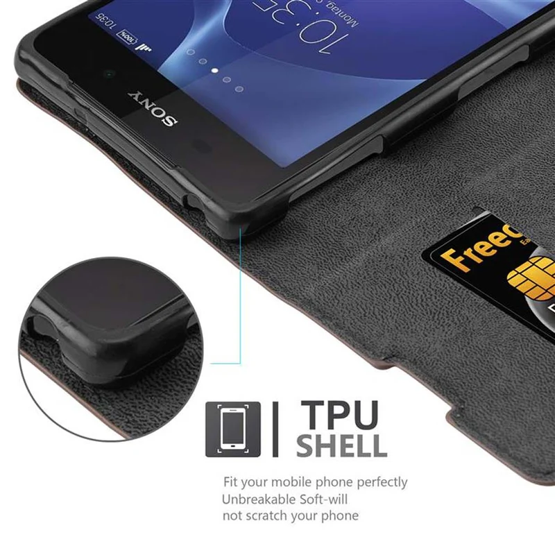 Cadorabo Hülle kompatibel mit Sony Xperia Z2 Schutzhülle mit Magnetverschluss, Standfunktion und Kartenfach