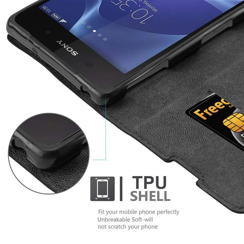 Cadorabo Hülle kompatibel mit Sony Xperia Z2 Schutzhülle mit Magnetverschluss, Standfunktion und Kartenfach