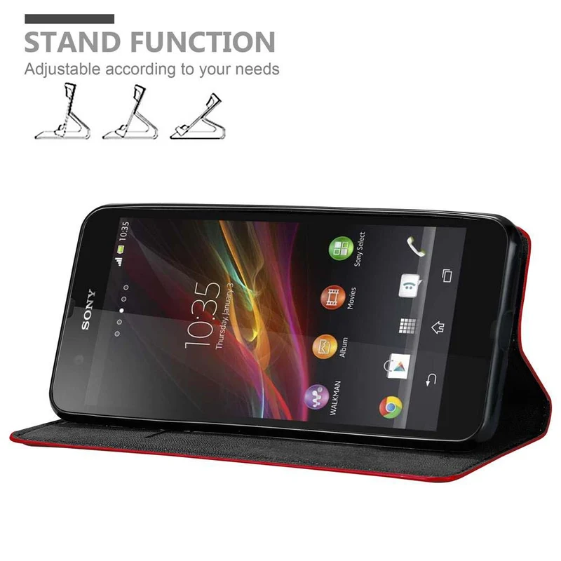 Cadorabo Hülle kompatibel mit Sony Xperia Z Schutzhülle mit Magnetverschluss, Standfunktion und Kartenfach