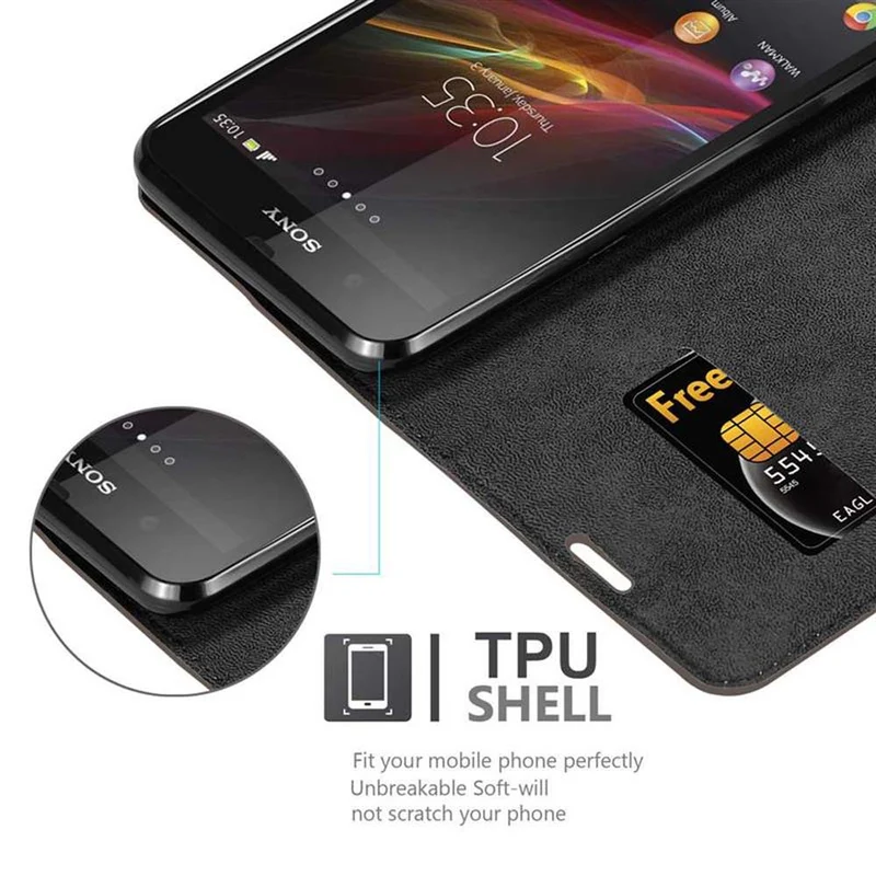 Cadorabo Hülle kompatibel mit Sony Xperia Z Schutzhülle mit Magnetverschluss, Standfunktion und Kartenfach