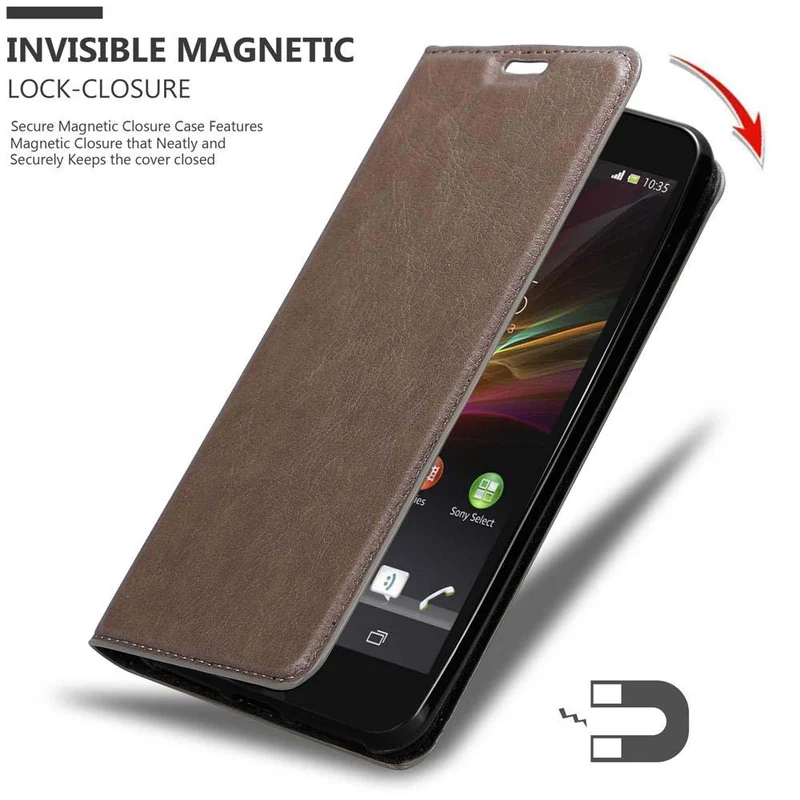 Cadorabo Hülle kompatibel mit Sony Xperia Z Schutzhülle mit Magnetverschluss, Standfunktion und Kartenfach