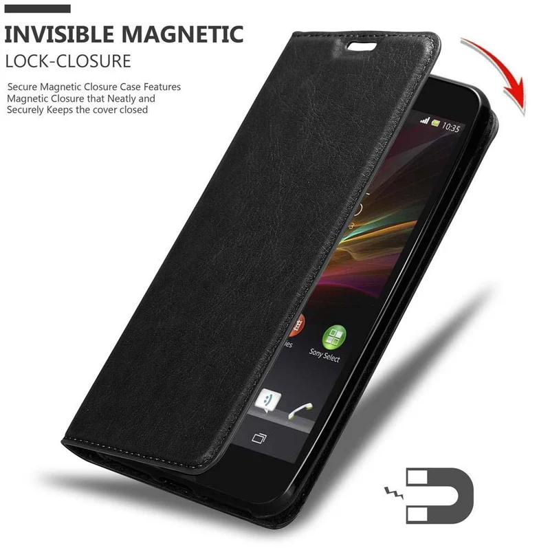 Cadorabo Hülle kompatibel mit Sony Xperia Z Schutzhülle mit Magnetverschluss, Standfunktion und Kartenfach