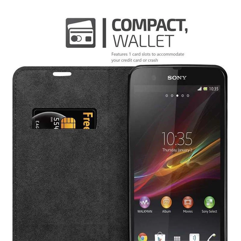 Cadorabo Hülle kompatibel mit Sony Xperia Z Schutzhülle mit Magnetverschluss, Standfunktion und Kartenfach