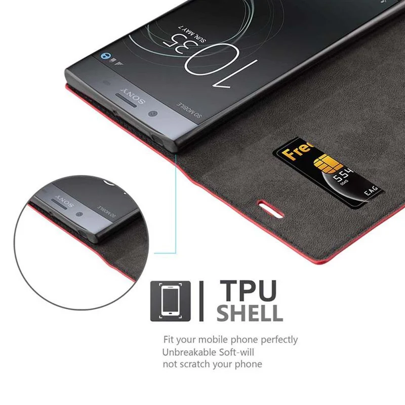 Cadorabo Hülle kompatibel mit Sony Xperia XZ1 COMPACT Schutzhülle mit Magnetverschluss, Standfunktion und Kartenfach