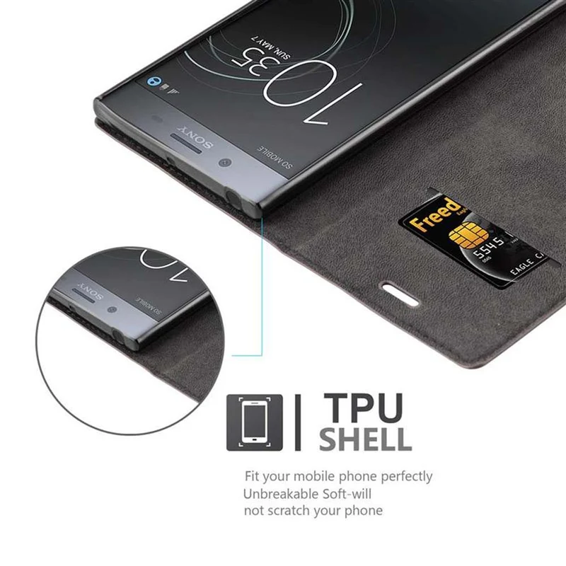 Cadorabo Hülle kompatibel mit Sony Xperia XZ1 COMPACT Schutzhülle mit Magnetverschluss, Standfunktion und Kartenfach
