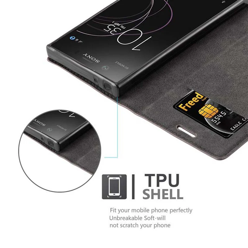 Cadorabo Hülle kompatibel mit Sony Xperia XZ1 COMPACT Schutzhülle mit Magnetverschluss, Standfunktion und Kartenfach