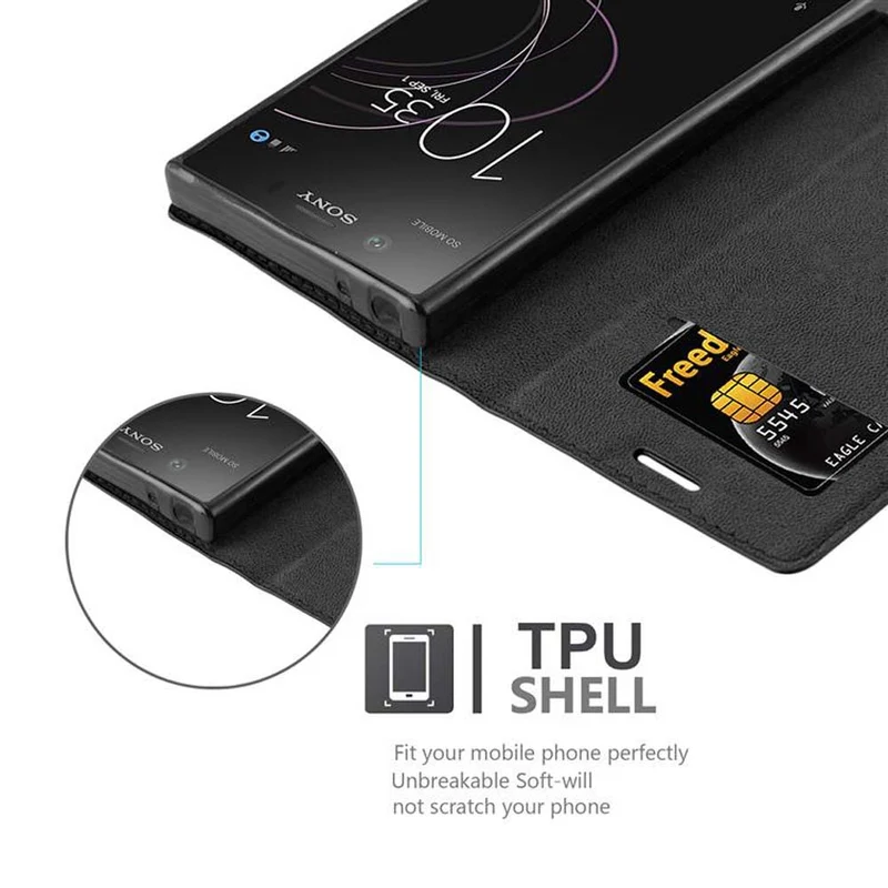 Cadorabo Hülle kompatibel mit Sony Xperia XZ1 COMPACT Schutzhülle mit Magnetverschluss, Standfunktion und Kartenfach