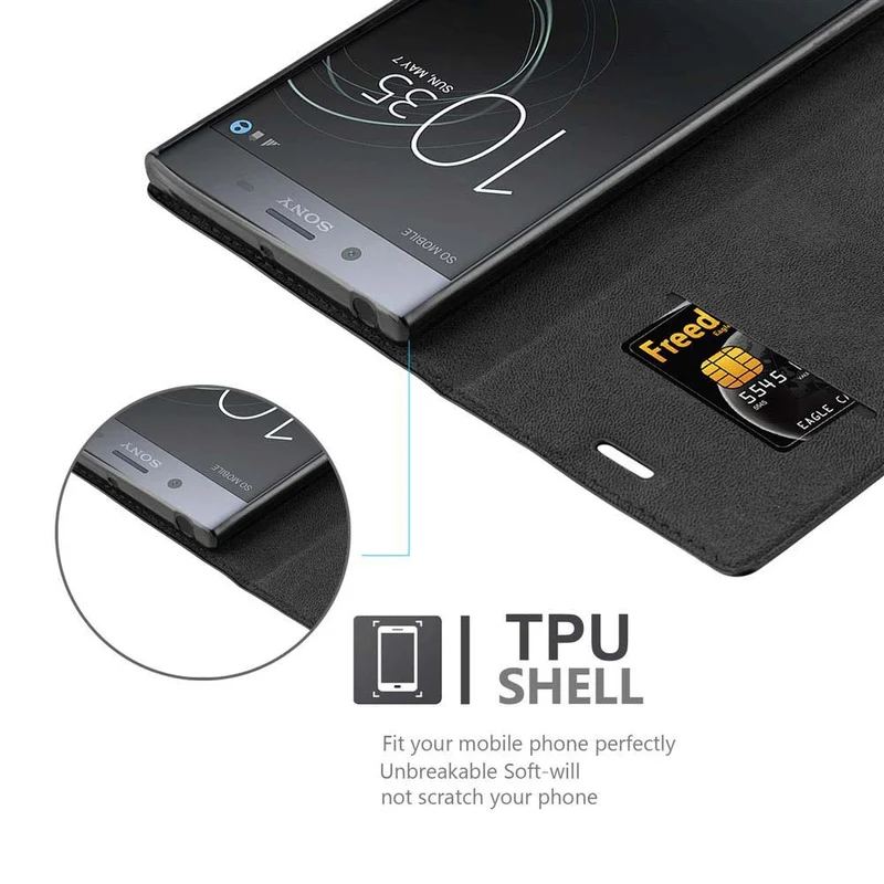 Cadorabo Hülle kompatibel mit Sony Xperia XZ1 COMPACT Schutzhülle mit Magnetverschluss, Standfunktion und Kartenfach