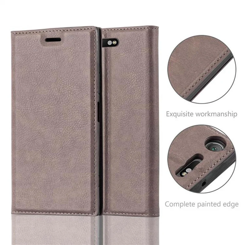 Cadorabo Hülle kompatibel mit Sony Xperia XZ1 Schutzhülle mit Magnetverschluss, Standfunktion und Kartenfach