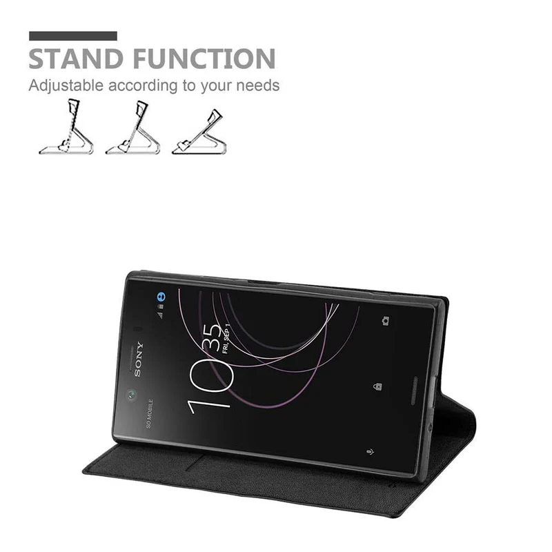 Cadorabo Hülle kompatibel mit Sony Xperia XZ1 Schutzhülle mit Magnetverschluss, Standfunktion und Kartenfach