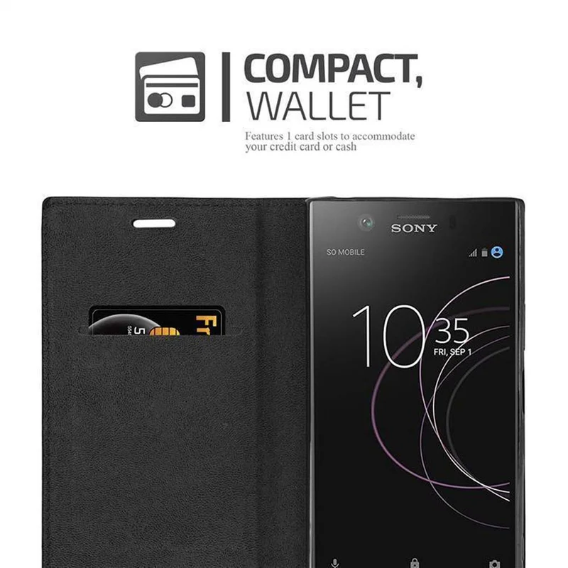 Cadorabo Hülle kompatibel mit Sony Xperia XZ1 Schutzhülle mit Magnetverschluss, Standfunktion und Kartenfach