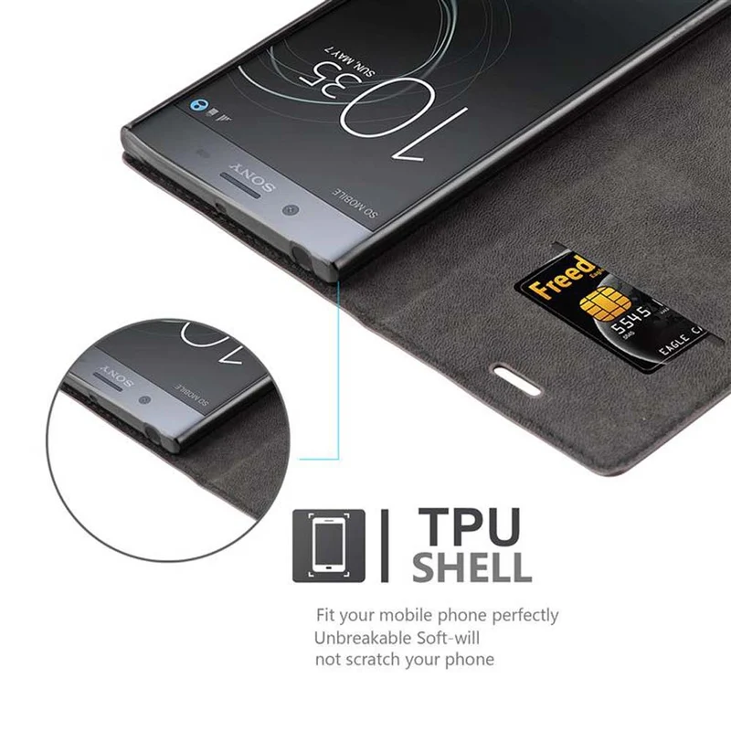Cadorabo Hülle kompatibel mit Sony Xperia XZ PREMIUM Schutzhülle mit Magnetverschluss, Standfunktion und Kartenfach