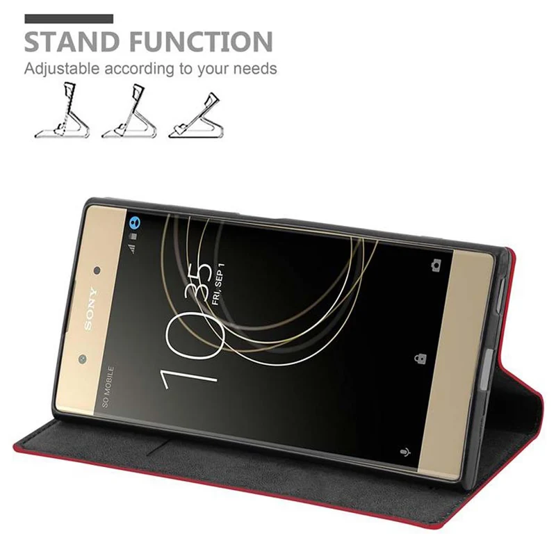 Cadorabo Hülle kompatibel mit Sony Xperia XA1 PLUS Schutzhülle mit Magnetverschluss, Standfunktion und Kartenfach