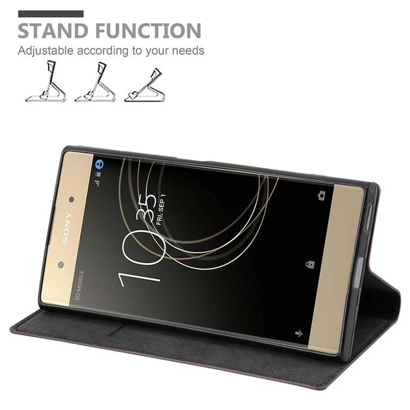 Cadorabo Hülle kompatibel mit Sony Xperia XA1 PLUS Schutzhülle mit Magnetverschluss, Standfunktion und Kartenfach