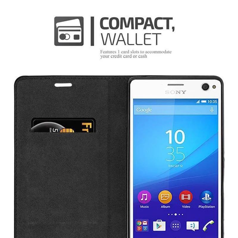Cadorabo Hülle kompatibel mit Sony Xperia C4 Schutzhülle mit Magnetverschluss, Standfunktion und Kartenfach