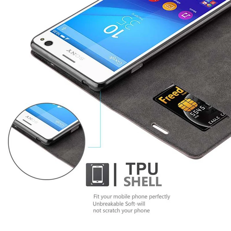 Cadorabo Hülle kompatibel mit Sony Xperia C4 Schutzhülle mit Magnetverschluss, Standfunktion und Kartenfach