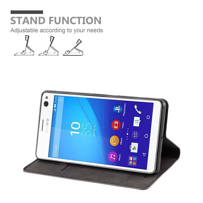 Cadorabo Hülle kompatibel mit Sony Xperia C4 Schutzhülle mit Magnetverschluss, Standfunktion und Kartenfach