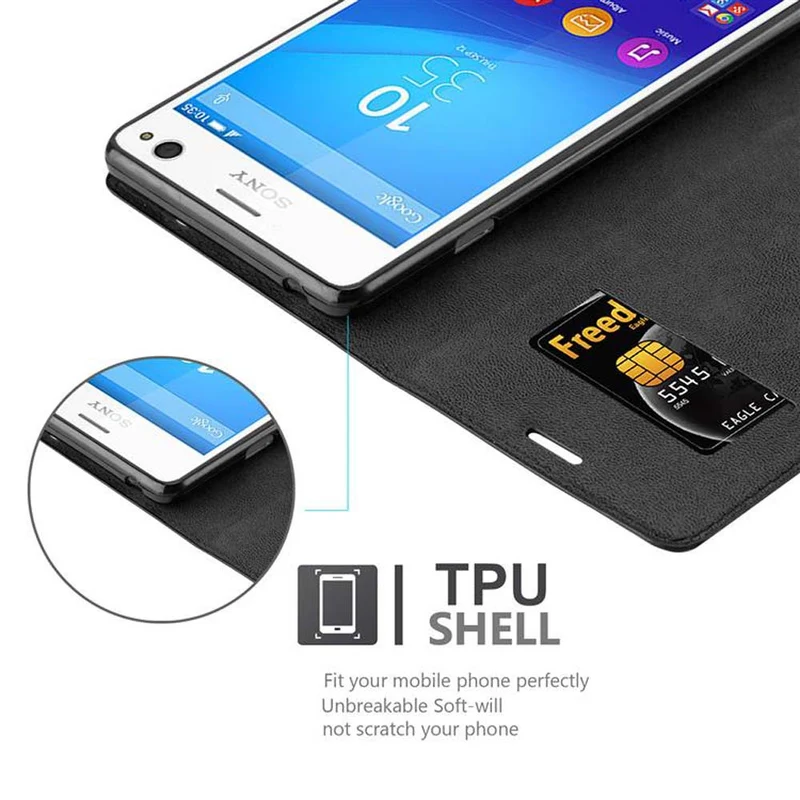 Cadorabo Hülle kompatibel mit Sony Xperia C4 Schutzhülle mit Magnetverschluss, Standfunktion und Kartenfach
