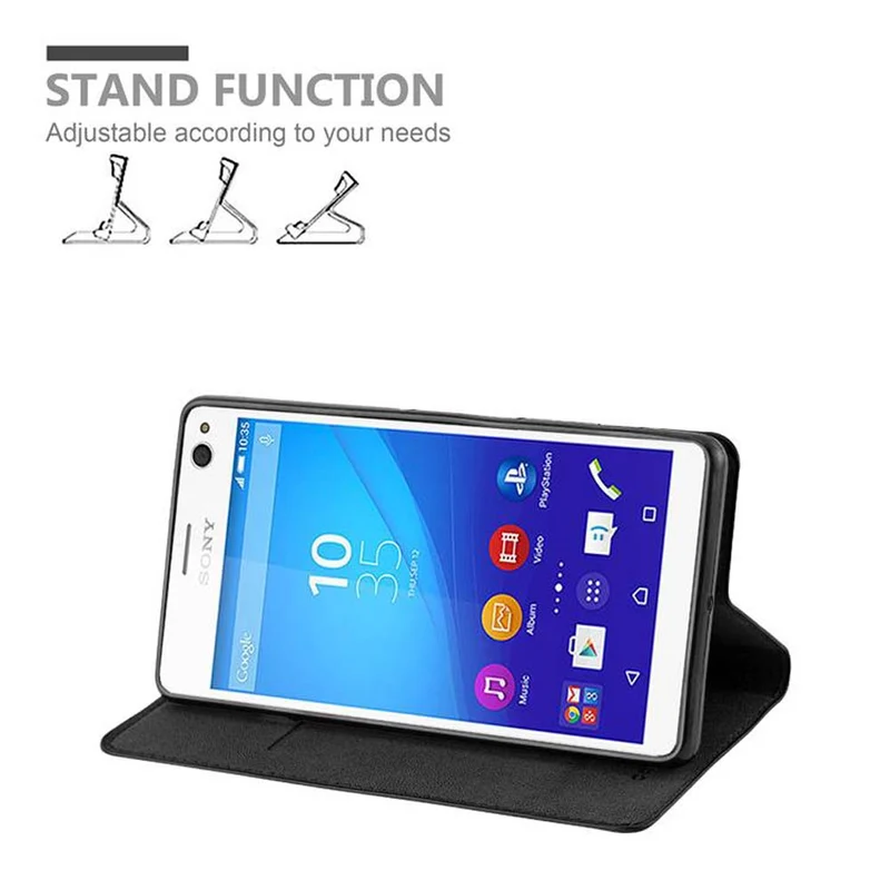 Cadorabo Hülle kompatibel mit Sony Xperia C4 Schutzhülle mit Magnetverschluss, Standfunktion und Kartenfach
