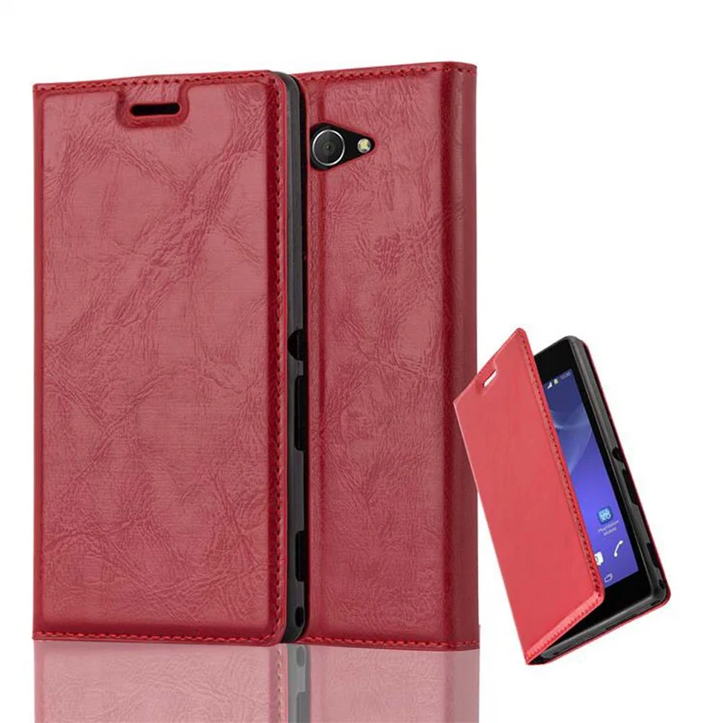 Cadorabo Hülle kompatibel mit Sony Xperia M2 / M2 AQUA Schutzhülle mit Magnetverschluss, Standfunktion und Kartenfach