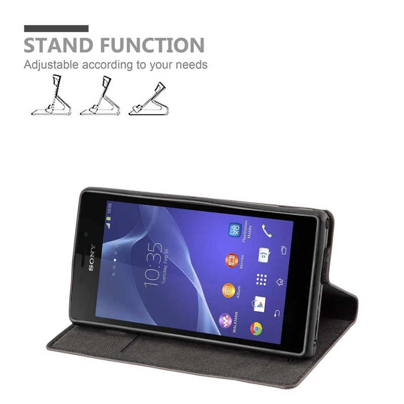 Cadorabo Hülle kompatibel mit Sony Xperia M2 / M2 AQUA Schutzhülle mit Magnetverschluss, Standfunktion und Kartenfach