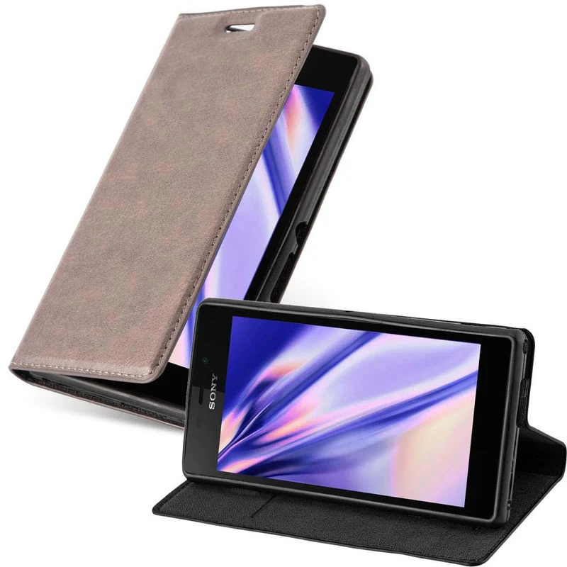 Cadorabo Hülle kompatibel mit Sony Xperia M2 / M2 AQUA Schutzhülle mit Magnetverschluss, Standfunktion und Kartenfach