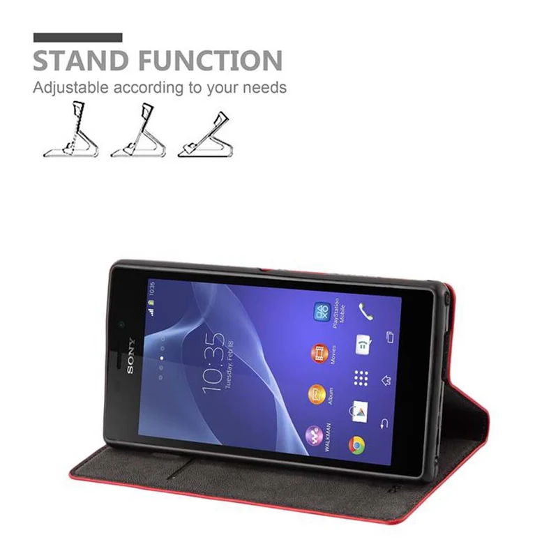 Cadorabo Hülle kompatibel mit Sony Xperia M2 / M2 AQUA Schutzhülle mit Magnetverschluss, Standfunktion und Kartenfach